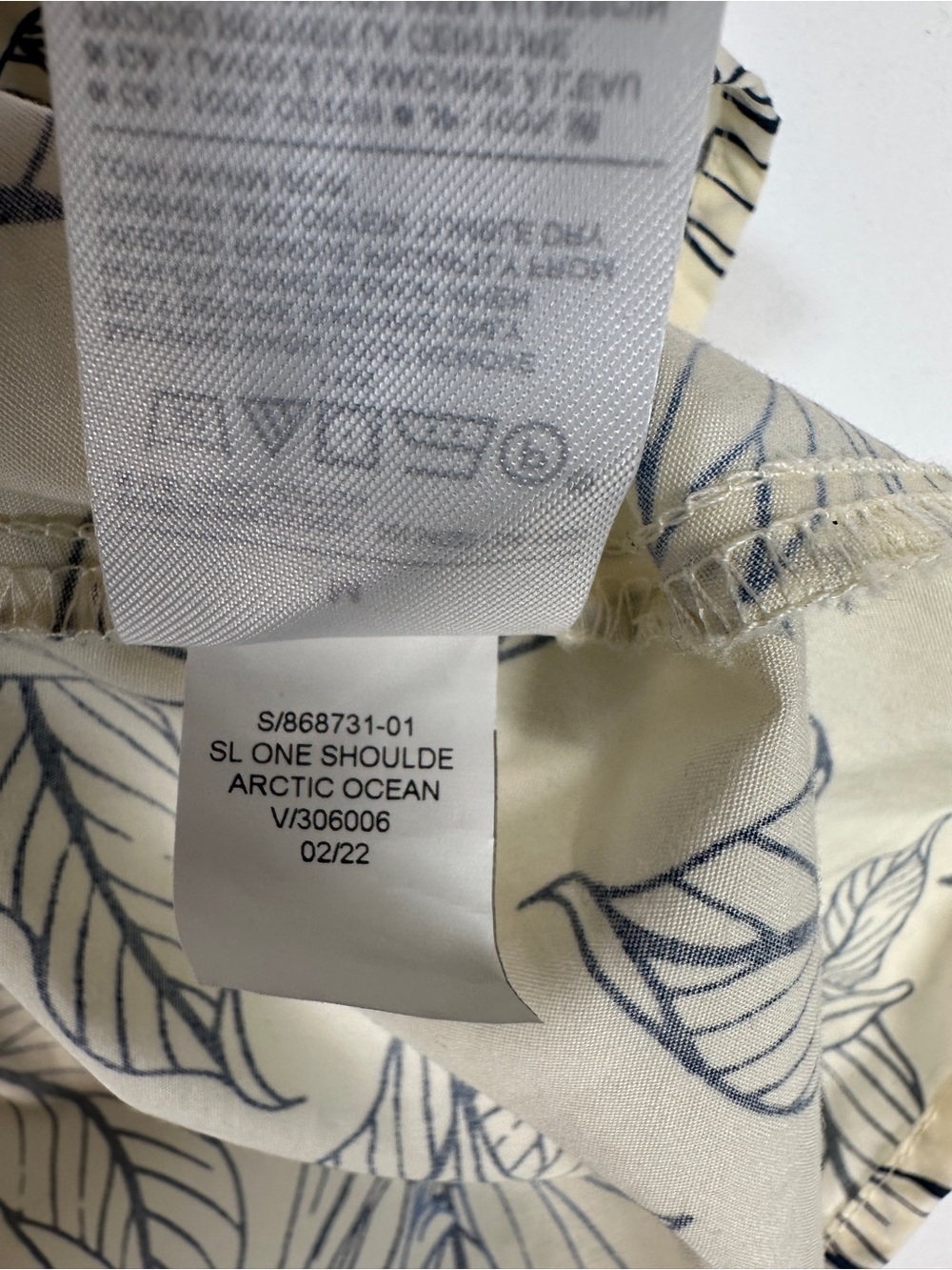 Banana Republic One Shoulder Midi Dress Cotton Poplin Blue Floral Cream Size M - Picture 7 of 9